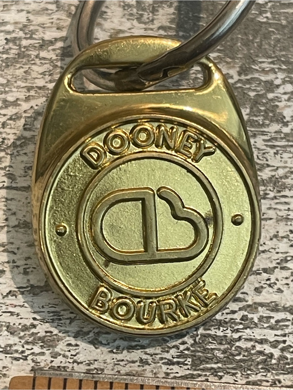 Vintage Dooney & Bourke Brass DB Logo Fob Charm Key Ring Japan